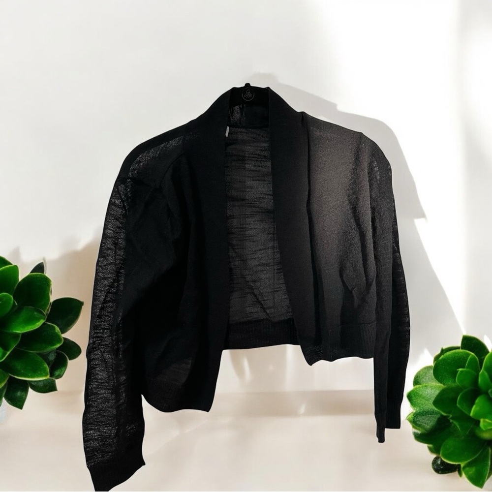 Liz Claiborne Bolero/Shrug Size S Black Viscose/Nylon Sheer Cover Up Cropped